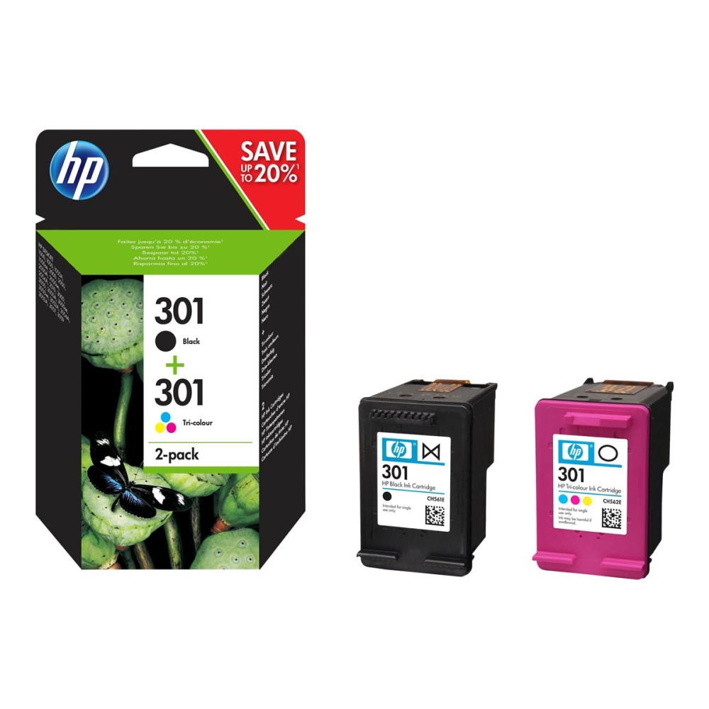 HP 301 2-pack Black & Tri-color Ink Cartridges Rašalo Kasetė HP 301 2-pack Black & Tri-color Ink Cartridges Rašalo Kasetė