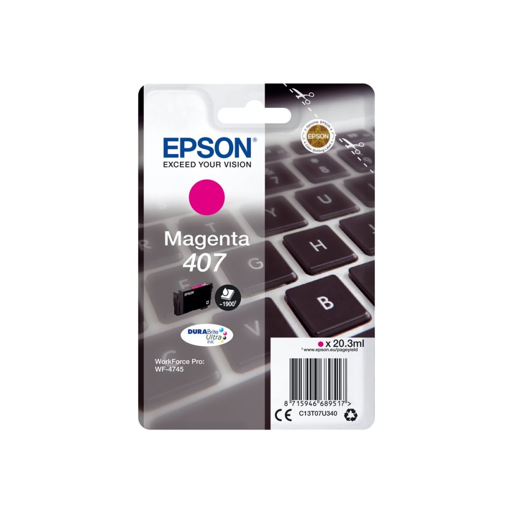 EPSON 407L DURABrite Ultra Single Magenta Ink Rašalo Kasetė EPSON 407L DURABrite Ultra Single Magenta Ink Rašalo Kasetė