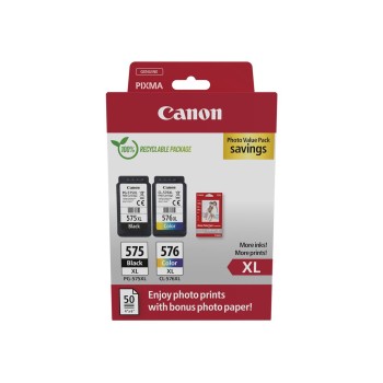 Canon PG-575XL & CL-576XL High Yield Ink Cartridge + Photo Paper Value Pack Rašalo Kasetė