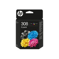 HP 308 2-Pack Black & Tri-color Ink Cartridge Rašalo Kasetė