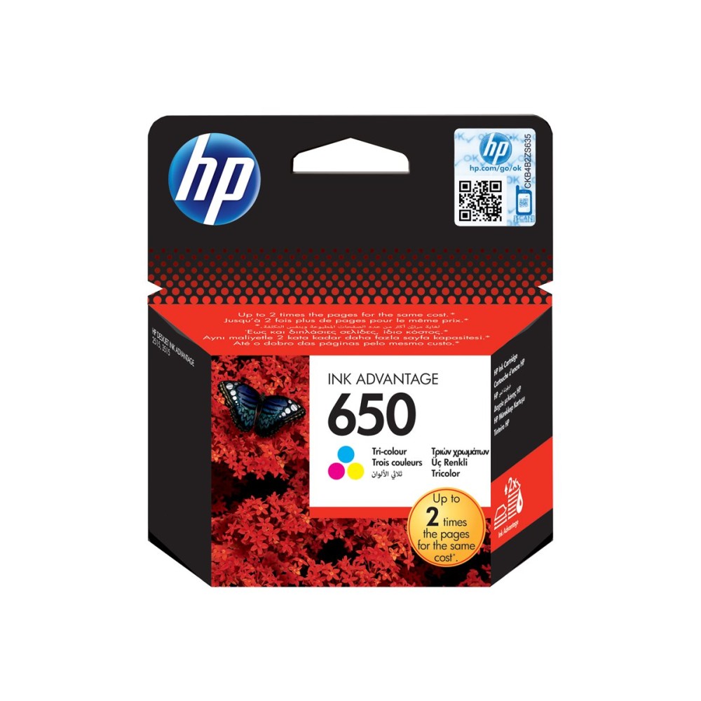 HP 650 Tri-color Ink Advantage Cartridge Rašalo Kasetė HP 650 Tri-color Ink Advantage Cartridge Rašalo Kasetė