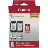 Canon PG-545 & CL-546 Ink Cartridge + Photo Paper Value Pack Rašalo Kasetė