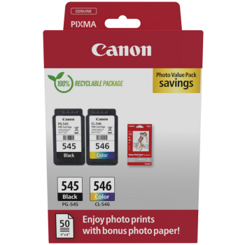 Canon PG-545 & CL-546 Ink Cartridge + Photo Paper Value Pack Rašalo Kasetė